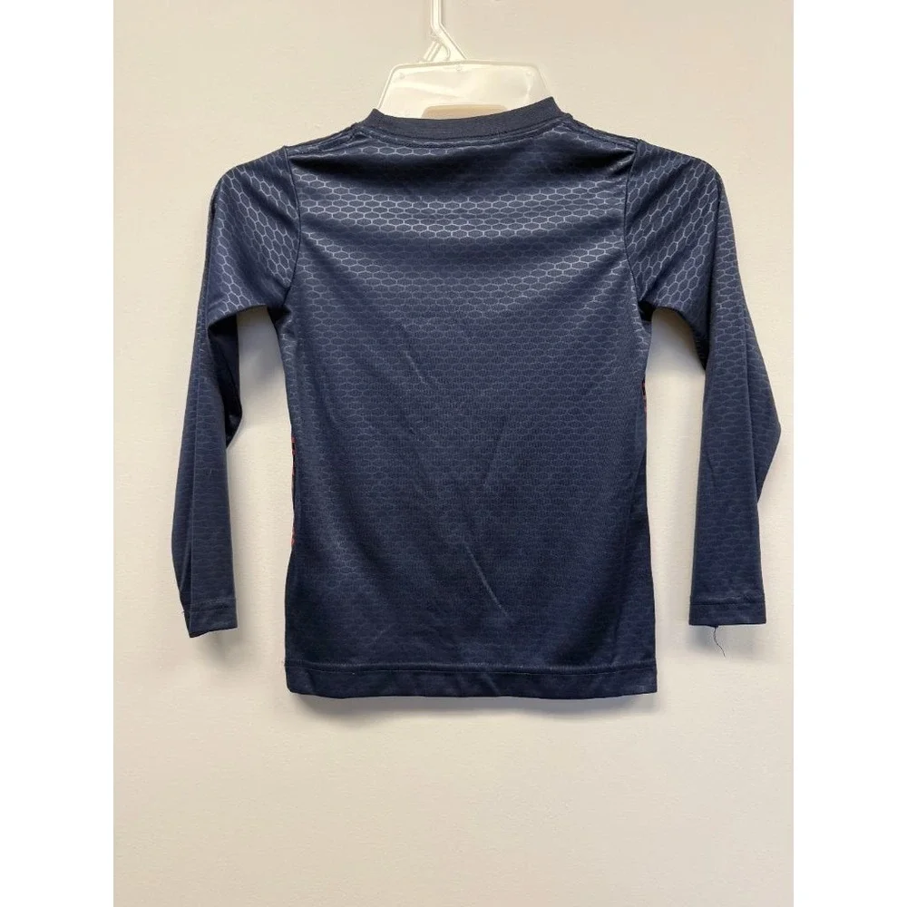 Nike Dri-Fit Boys Just Do It Long Sleeve Shirt Size 5 4-5 YRS Navy Red Athletic